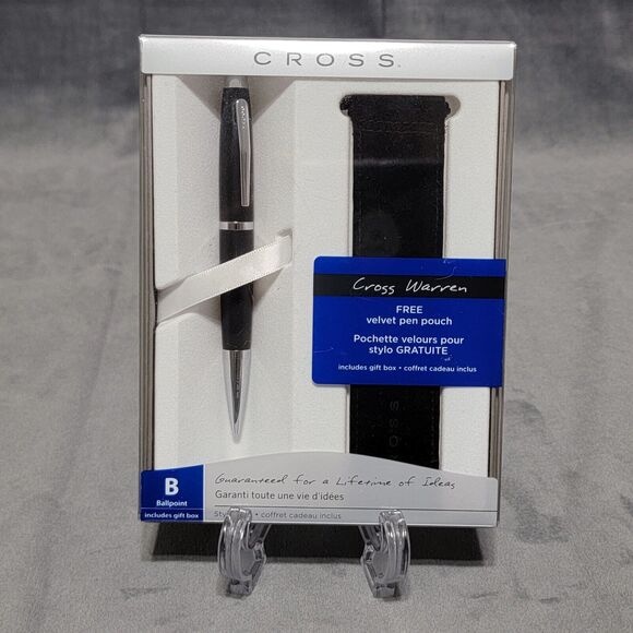 Matte Black Cross Warren Ballpoint Pen With Pouch, New In Box - Picture 1 of 2